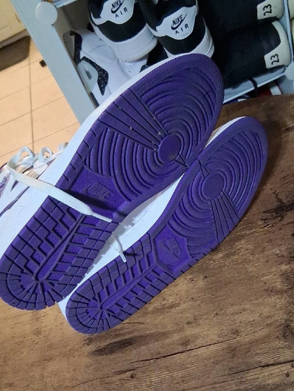 Jordan White & Purple High-Top Sneakers